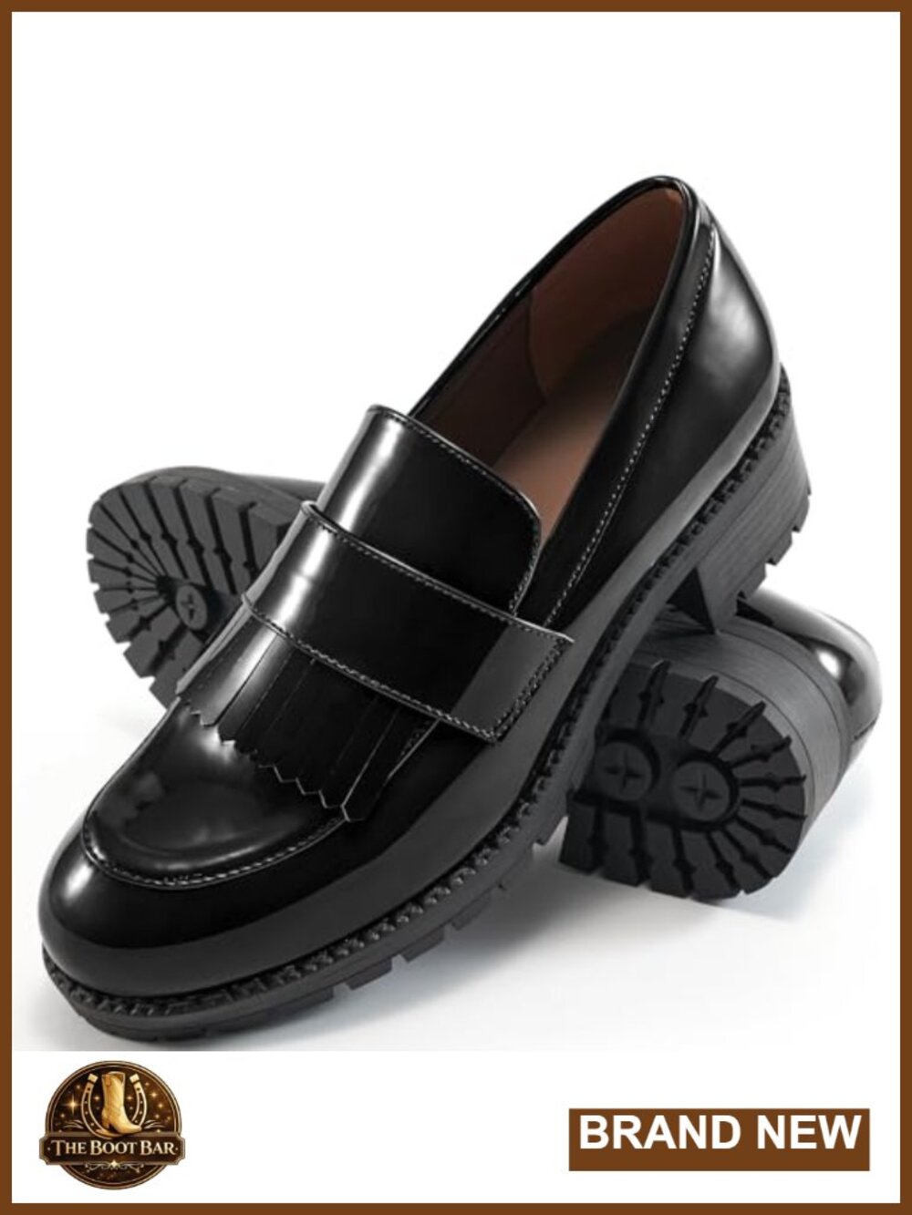 Womens Loafers Platform Chunky Lug Sole Faux Leather Slip On Business Work Shoes